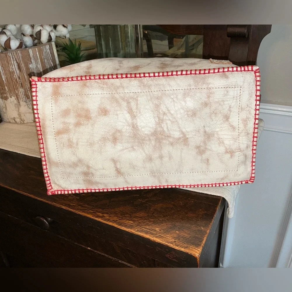 NWT Bed Stu Leather Celindra Shoulder Tote Bag Nectar Lux Red Stitch Retail $305 - Picture 5 of 11